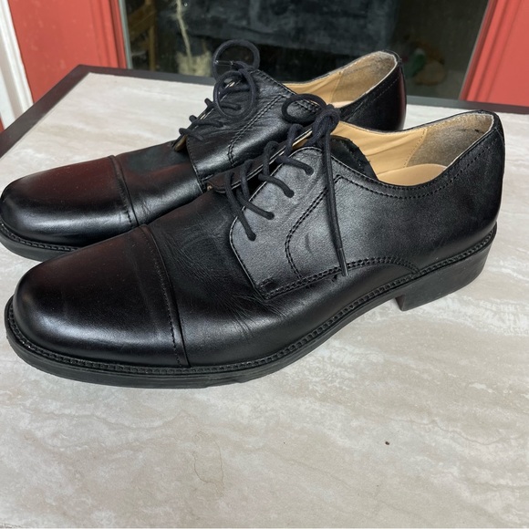 Chaps black leather lace up dress shoes men 9 EUC - Picture 1 of 12